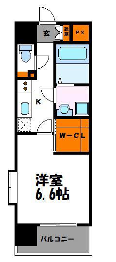 エンクレスト天神MERSII(1K/8階)の間取り写真