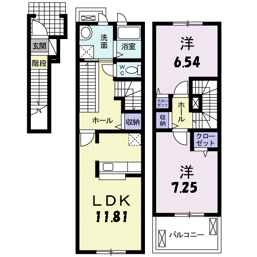 エンジェル(2LDK/2階)の間取り写真
