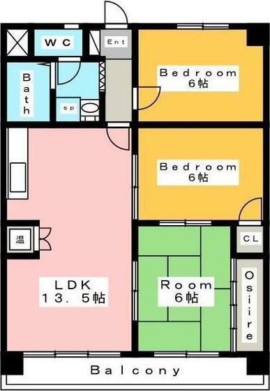 アップヒル野々山ビル(3LDK/6階)の間取り写真