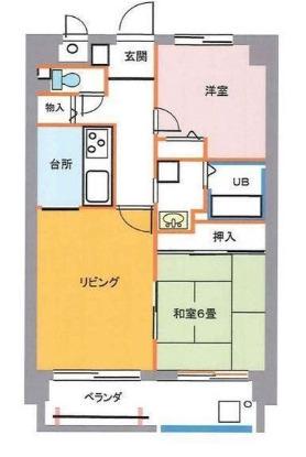 エクセレント米子(2LDK/2階)の間取り写真