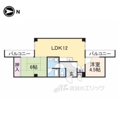 サンセルジュ香里園(2LDK/4階)の間取り写真