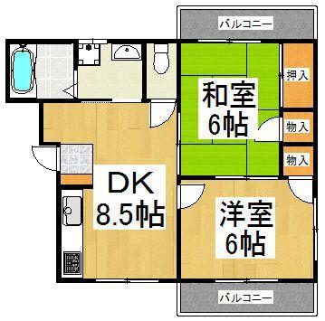 元町糸伝マンション(2DK/1階)の間取り写真