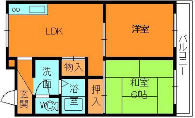 山善ハイツ(2LDK/1階)の間取り写真