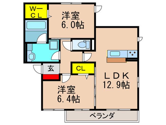 シェモア イズミ(2LDK/2階)の間取り写真