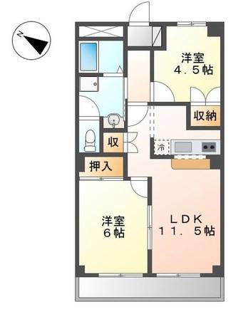 ロイヤルヒルズ(2LDK/6階)の間取り写真