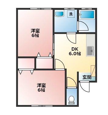 エスペランサオオイシ A(2DK/1階)の間取り写真