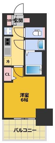 プレサンス東別院セレニス(1K/9階)の間取り写真