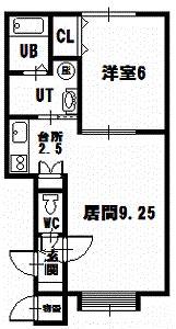 スピーナ B(1LDK/2階)の間取り写真