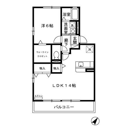 クライン・ガルテンB(1LDK/2階)の間取り写真