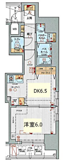 エステムプラザ名古屋駅前プライムタワー(1DK/6階)の間取り写真