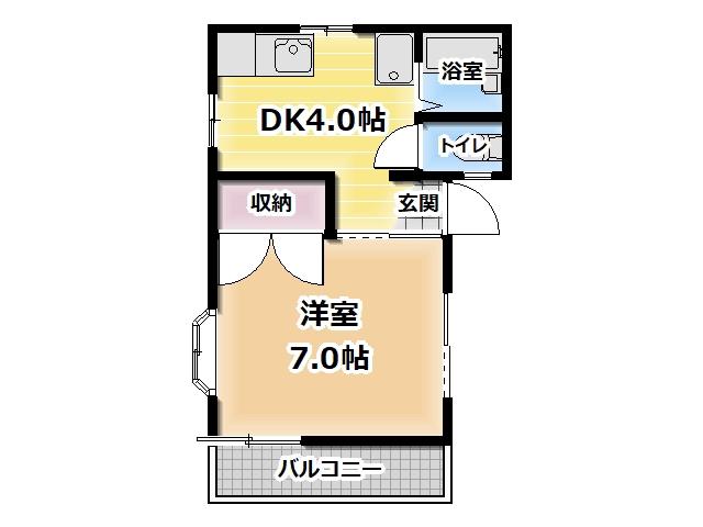 ハイツコスモII(1DK/2階)の間取り写真