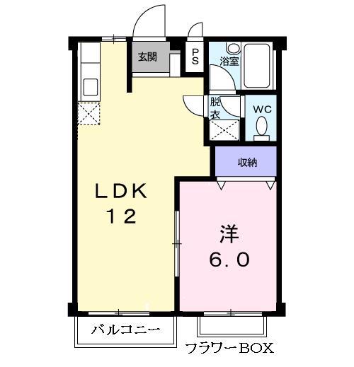 グランドハイツササハラ(1LDK/2階)の間取り写真