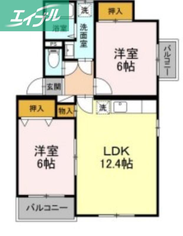 ピュアステージIII(2LDK/2階)の間取り写真