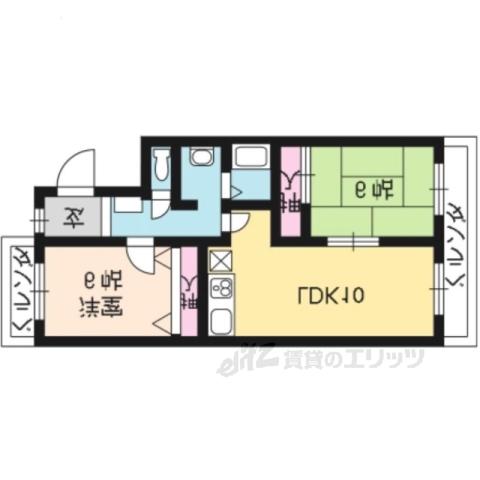 グリーンヒル黄檗(2LDK/3階)の間取り写真
