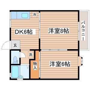 リバーサイドビュー(2DK/2階)の間取り写真