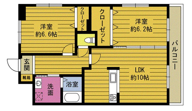 ル・グランK・P(2LDK/4階)の間取り写真
