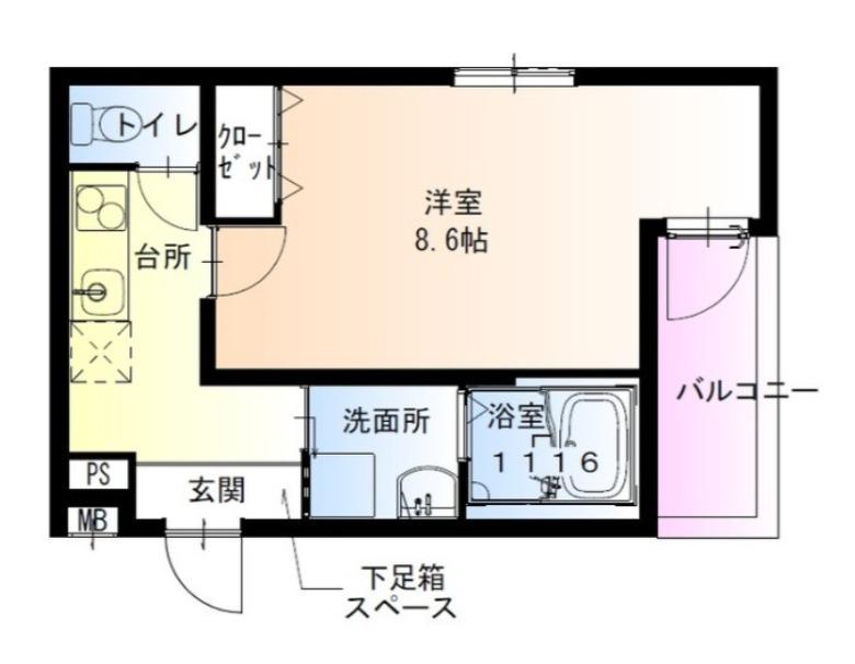 フジパレス北花田駅東(1K/3階)の間取り写真