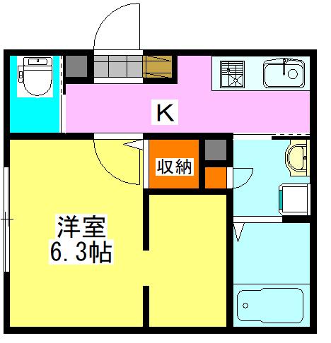 ウインドテラス津田沼(1K/2階)の間取り写真