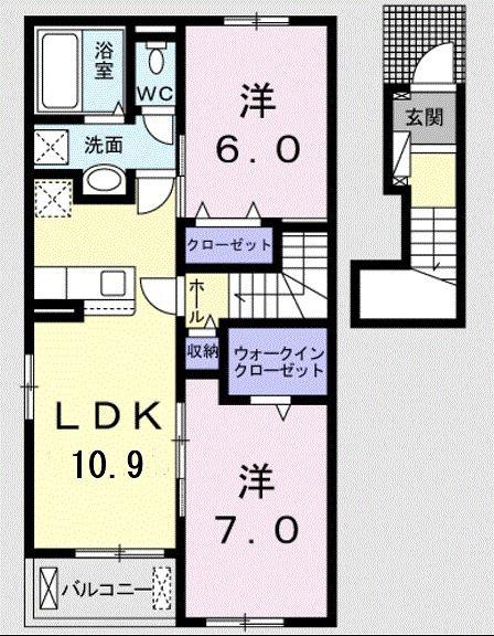 リバーサイドレジデンス(2LDK/2階)の間取り写真