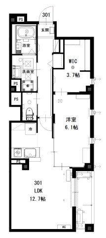 LE SOLEIL 紫峰(1SLDK/3階)の間取り写真