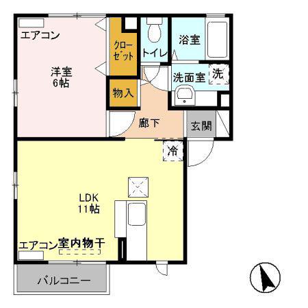 フォンテーヌ(1LDK/1階)の間取り写真