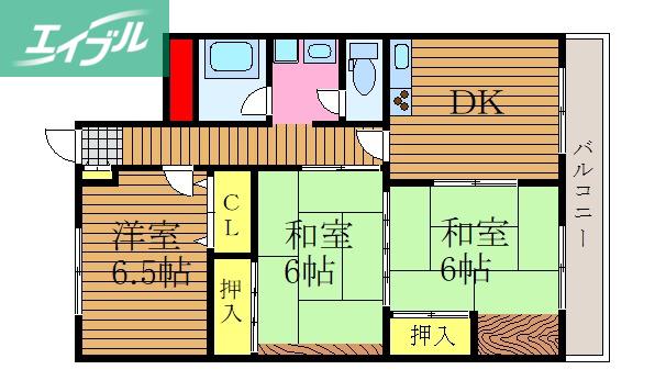 エバーグリーン泉田(3DK/3階)の間取り写真