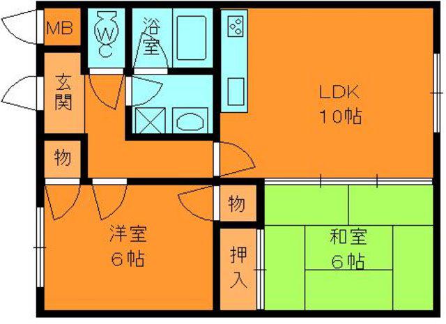 プレアール法隆寺(2LDK/2階)の間取り写真
