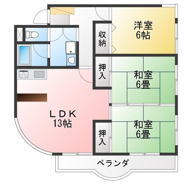マンションモトマチ(3LDK/2階)の間取り写真