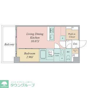 リシュドール堀田駅東(1LDK/9階)の間取り写真