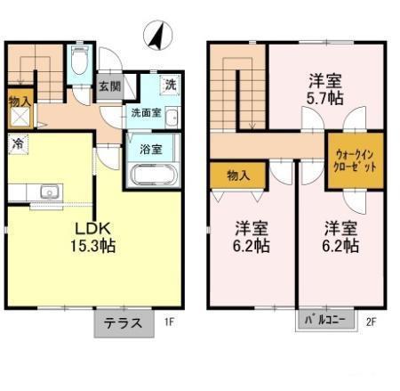 サージD棟(3LDK/1階)の間取り写真
