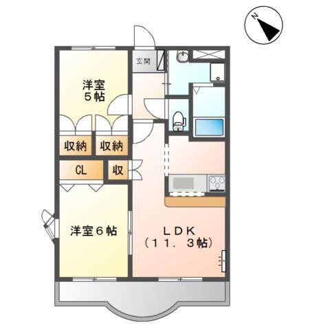 ララ・ポート(2LDK/2階)の間取り写真