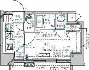 ディアレイシャス今池(1K/7階)の間取り写真