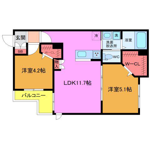 ファーストワン(2LDK/3階)の間取り写真