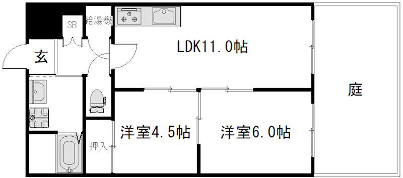 レジデンス岩倉(2LDK/3階)の間取り写真