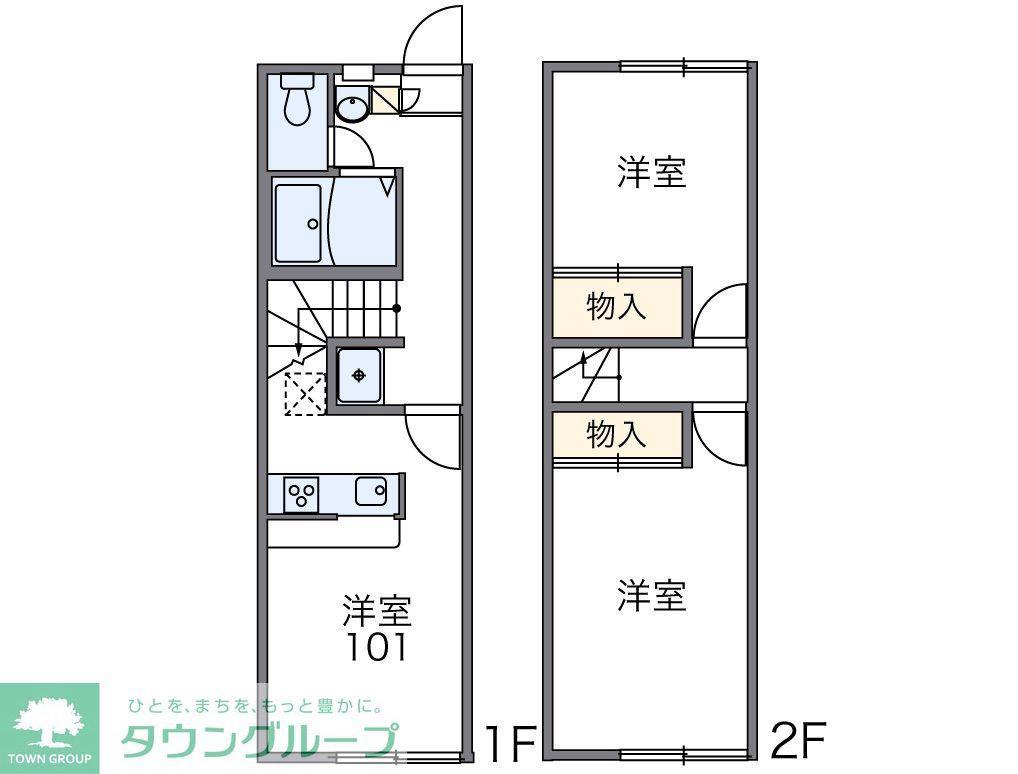 レオパレス峯下B(2DK/1階)の間取り写真