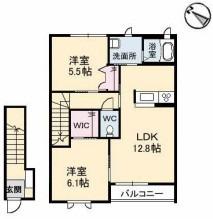 サン・ソニアA棟(2LDK/2階)の間取り写真