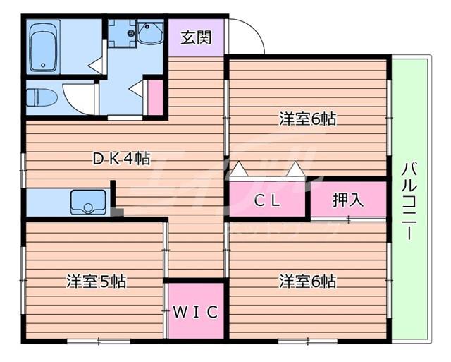 マンションエンジ(3DK/1階)の間取り写真