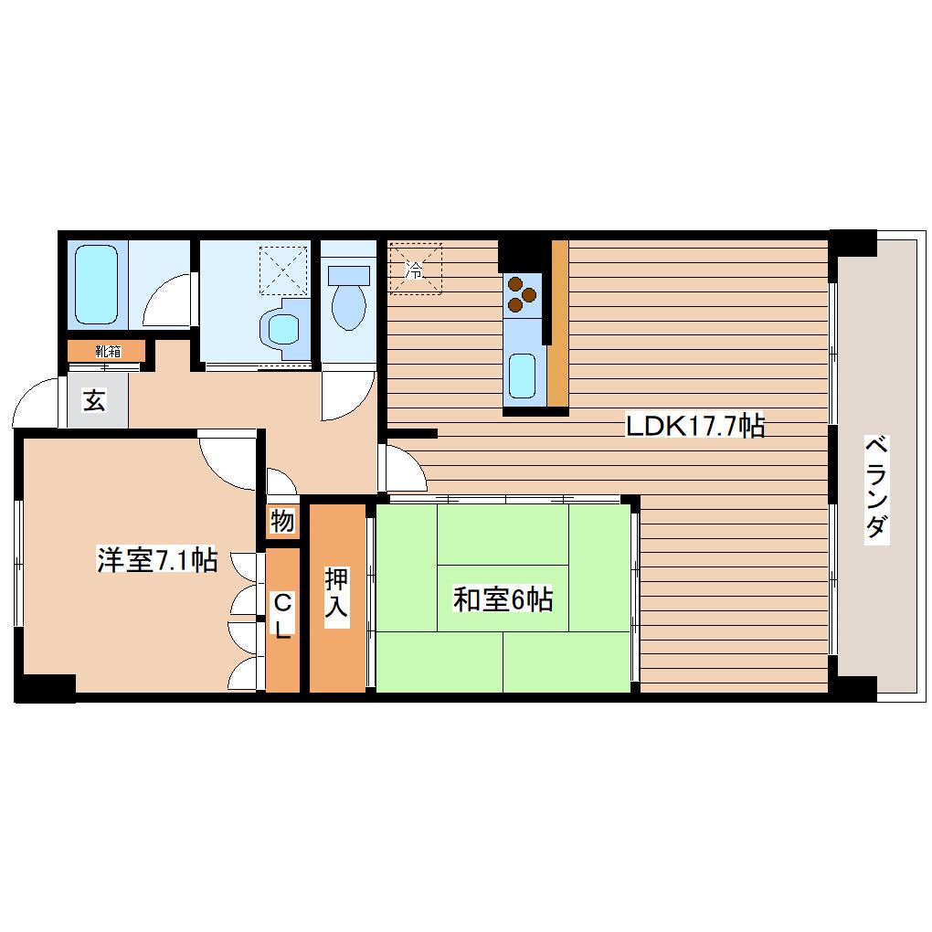 グラスランド21(2LDK/1階)の間取り写真