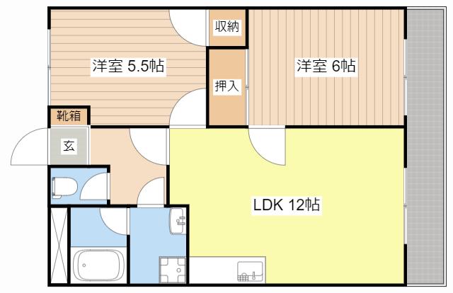 エスポワール21(2LDK/1階)の間取り写真