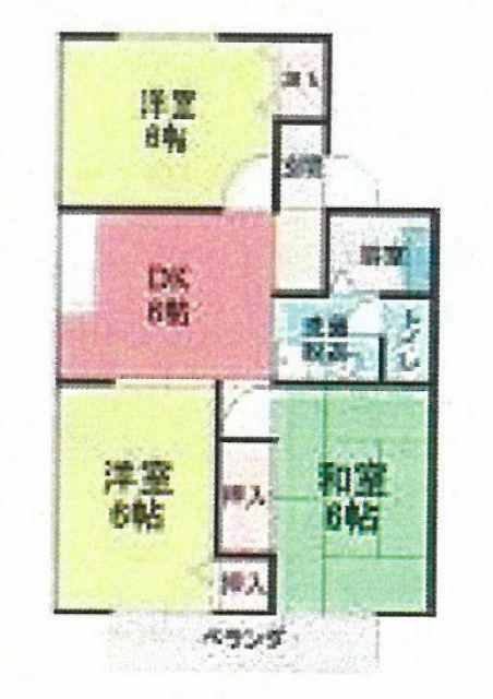 ニューセジュールタケヒロ(3LDK/2階)の間取り写真