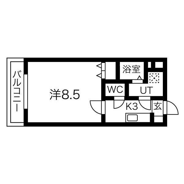 ミルフォード(1K/1階)の間取り写真