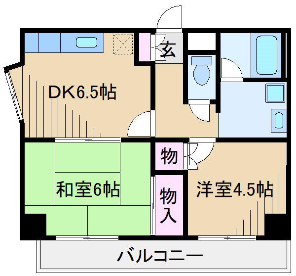 パークハイツ三ツ池(2DK/4階)の間取り写真