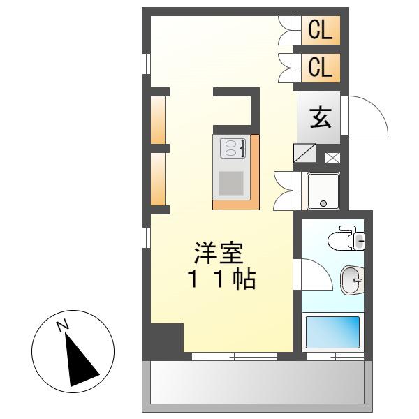 REGARO KANAYAMA ST A(ワンルーム/8階)の間取り写真