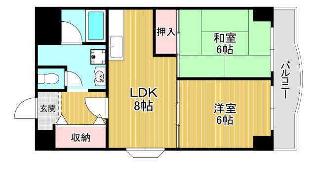 グリーンプラザマンション(2LDK/4階)の間取り写真