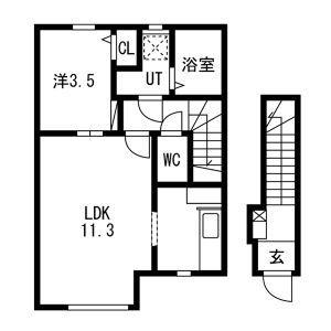 シエール(1LDK/2階)の間取り写真