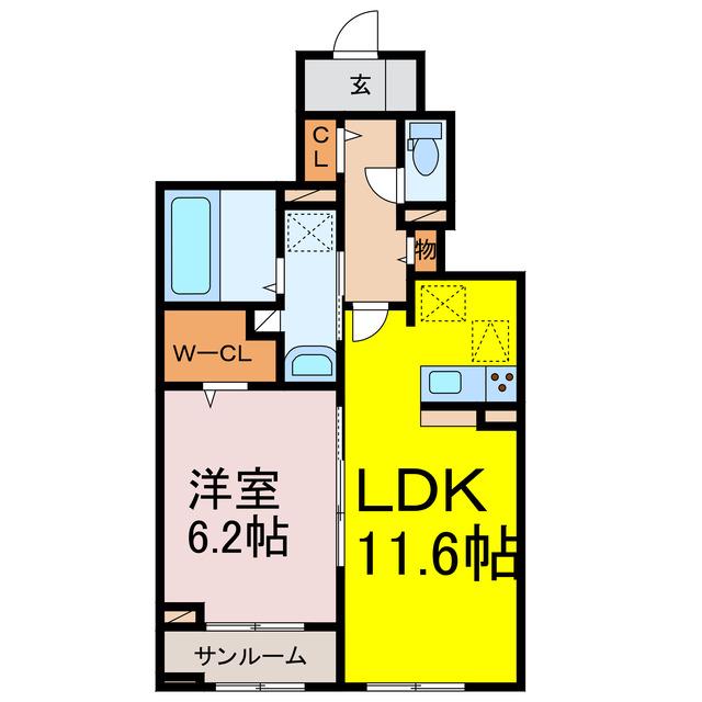 ネオ・ルピア(1LDK/1階)の間取り写真