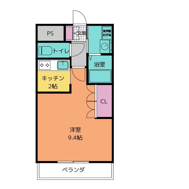 みどりのそよかぜSKY(1K/1階)の間取り写真