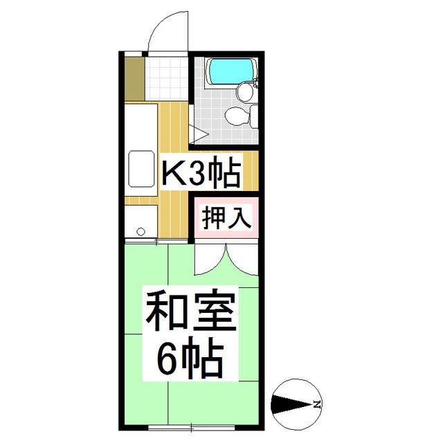 オーロラ上田(1K/2階)の間取り写真