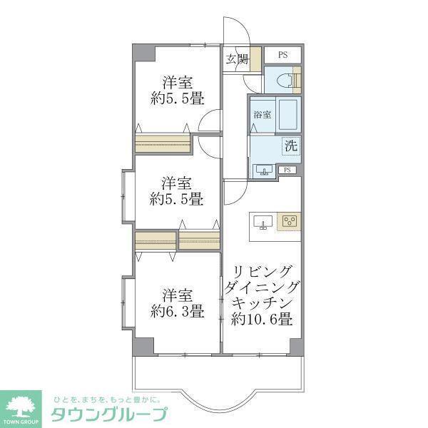 西船橋スクエアガーデン(3LDK/7階)の間取り写真