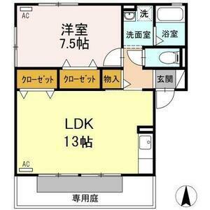 メゾンドール小烏B棟(1LDK/1階)の間取り写真